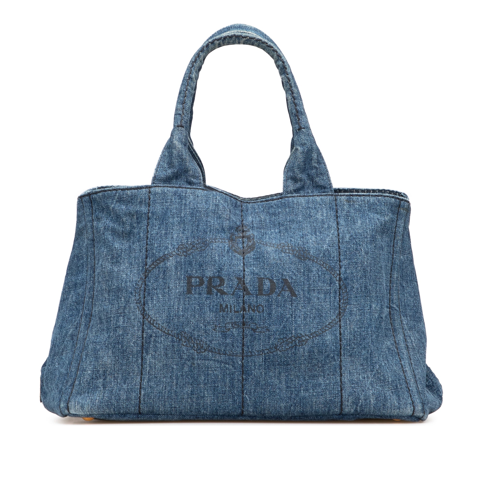 Prada | Pre-Owned Denim Canapa Logo Satchel | Blue/Denim