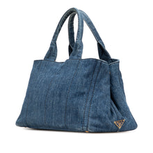 Prada | Pre-Owned Denim Canapa Logo Satchel | Blue/Denim