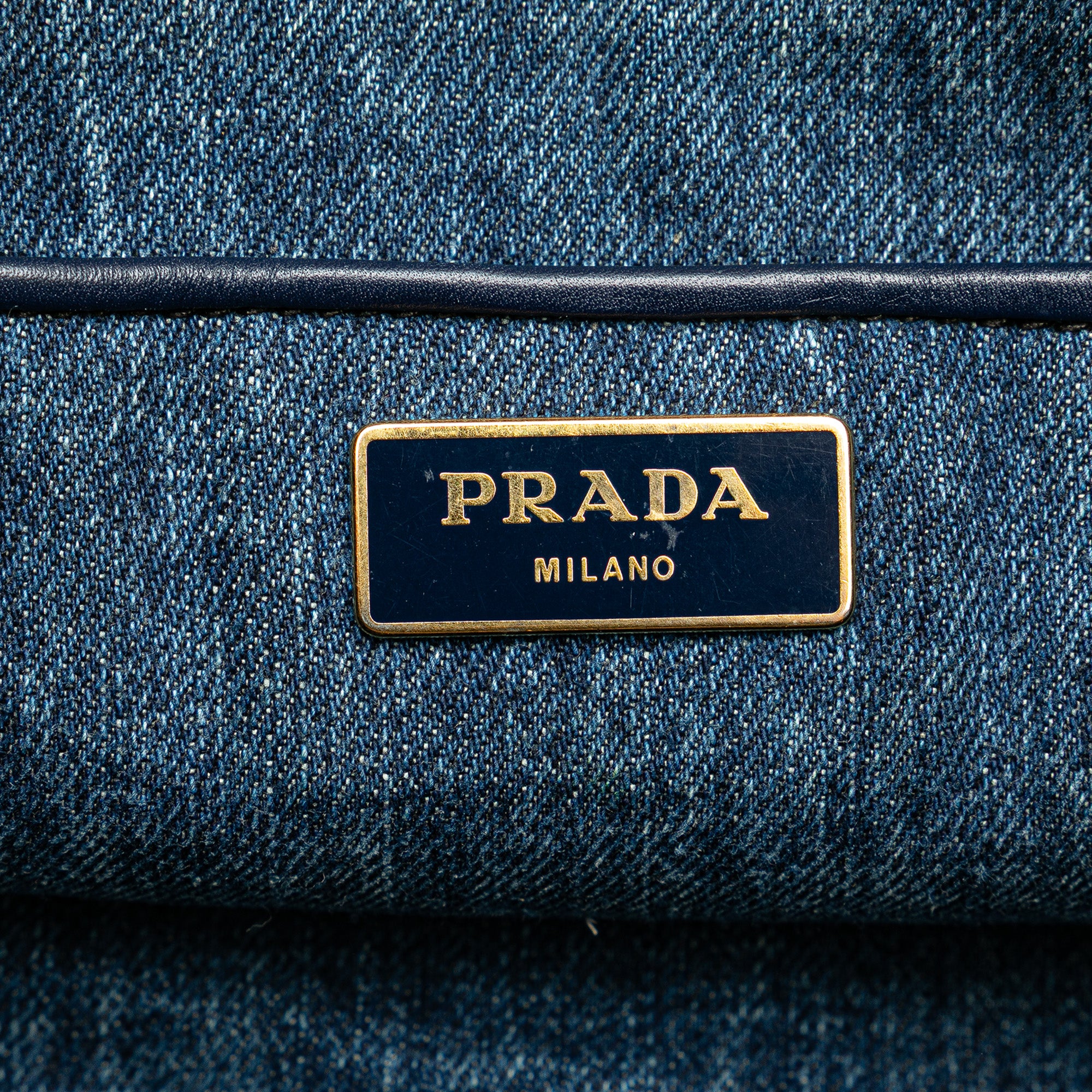 Prada | Pre-Owned Denim Canapa Logo Satchel | Blue/Denim