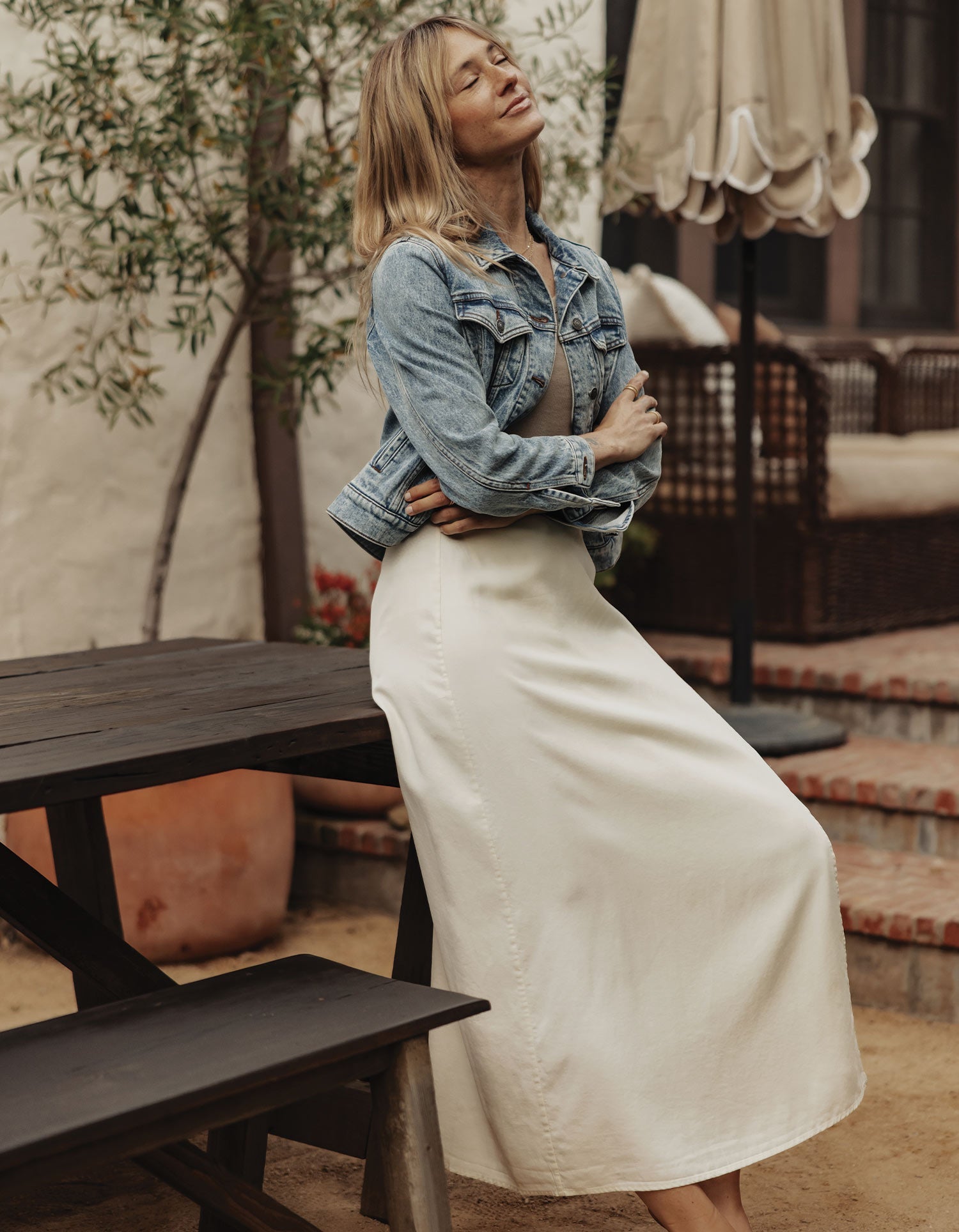 Women | Sueded Costa Wrap Skirt | Ivory