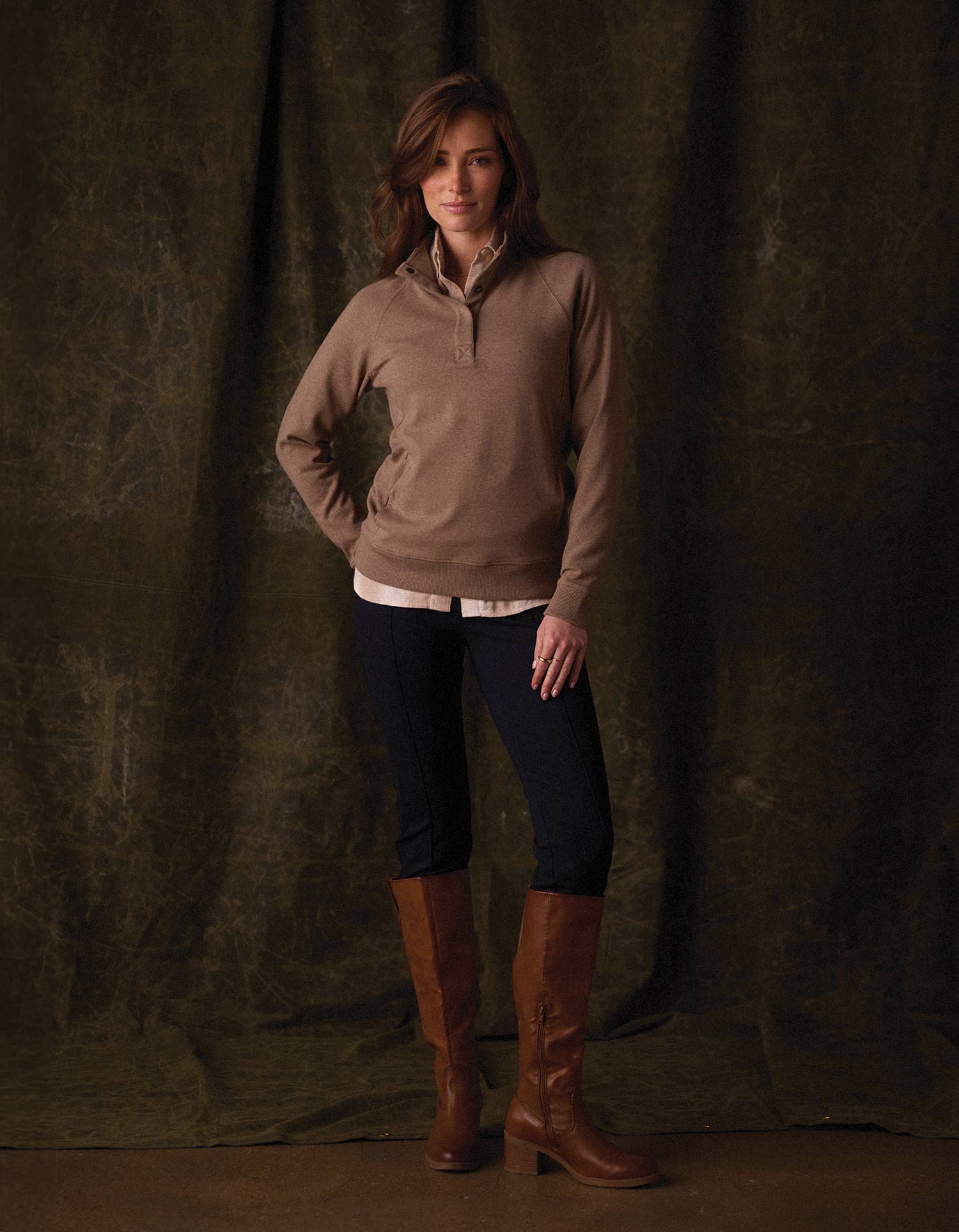 Women | Puremeso Weekend Snap Pullover | Taupe