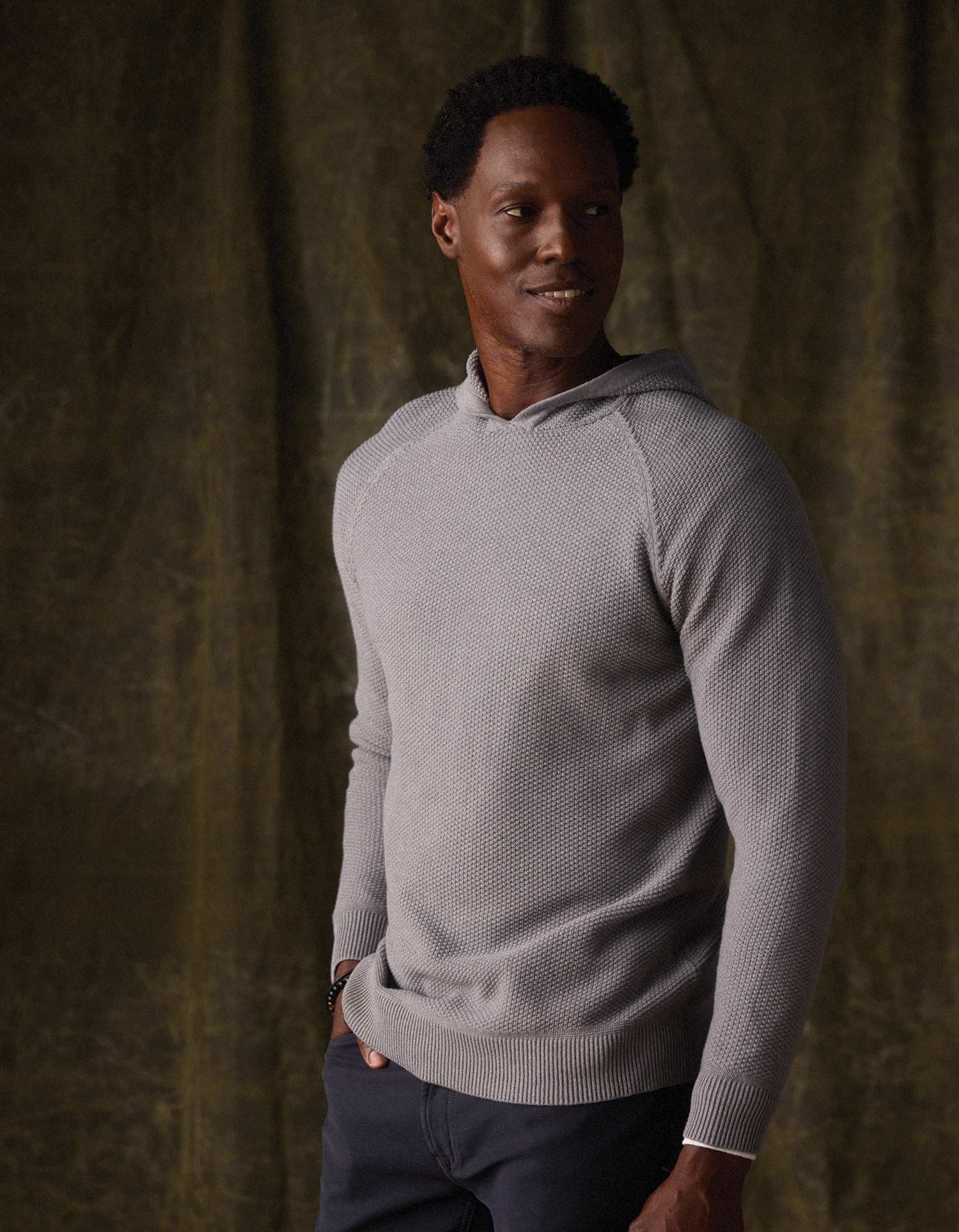 Men | COOLMAX® Textured Hoodie Sweater | Greystone