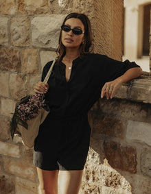 Women | Sueded Costa Romper | Black