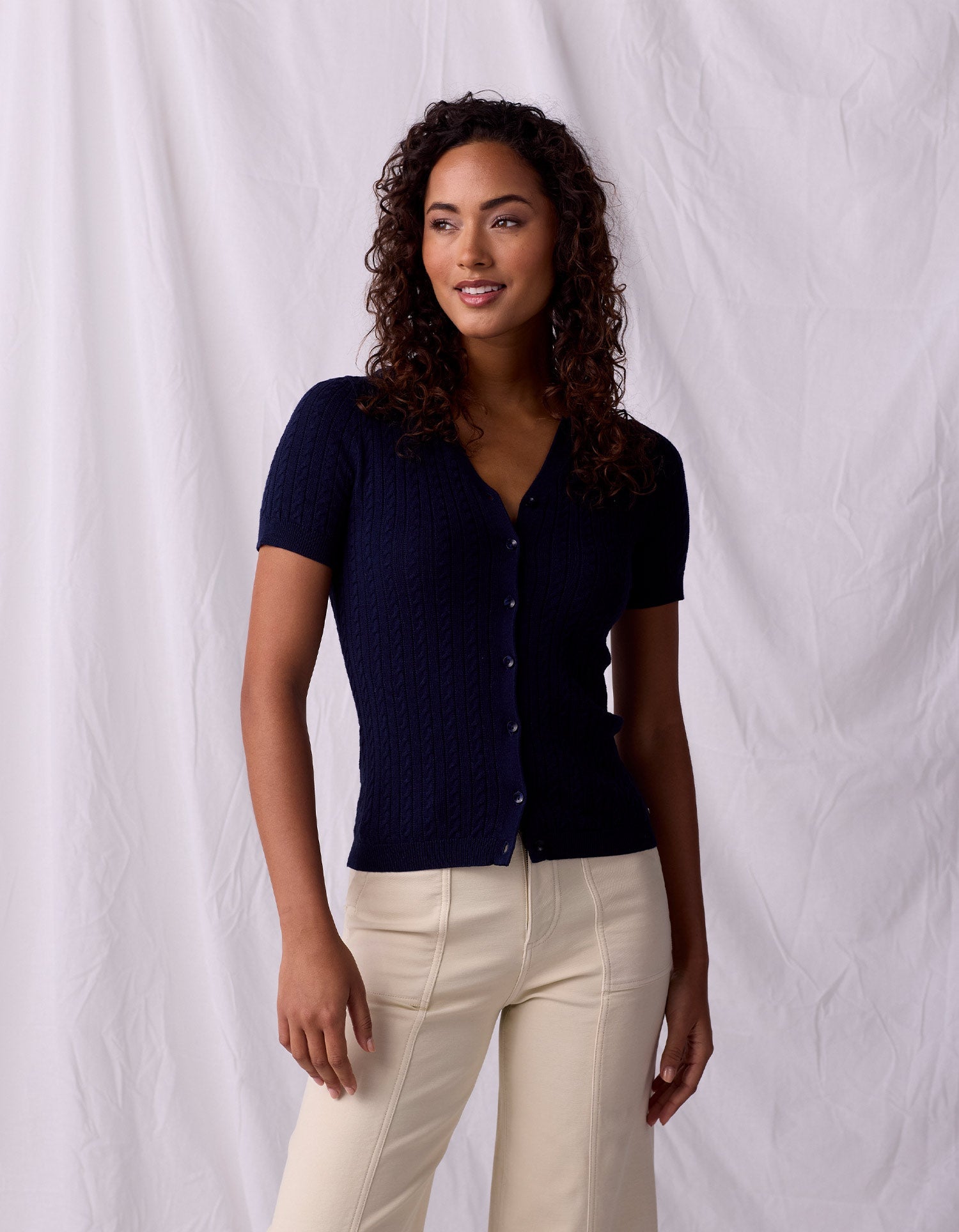 Women | Sutton Fine Gauge Top | Navy
