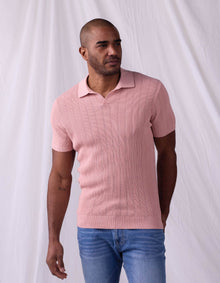 Men | Robles Textured Knit Polo | Dusty Rose