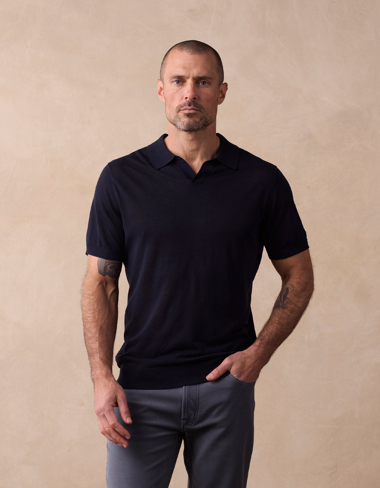 Men | Summer Linen-Blend Polo | Navy