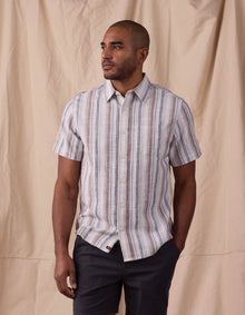 Men | Freshwater Short Sleeve Button Up Shirt | Misty Harbor Stripe