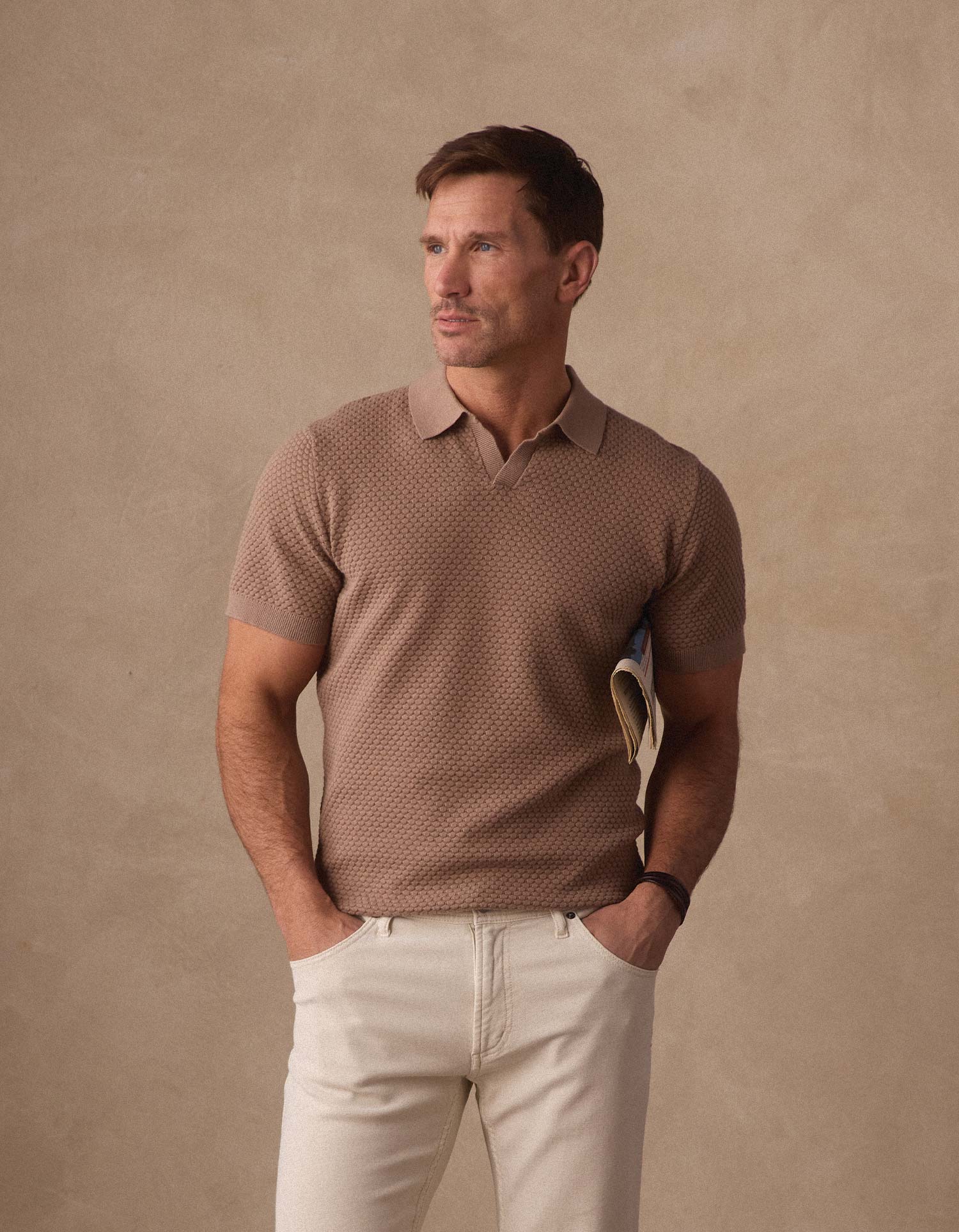 Men | Robles Knit Jacquard Polo | Taupe