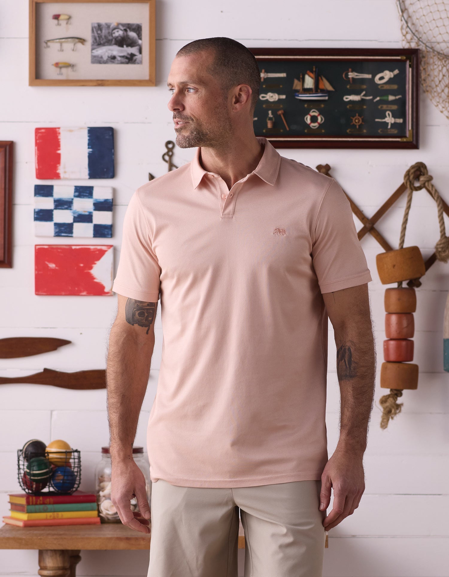 Men | Performance Pique Polo | Dusty Rose