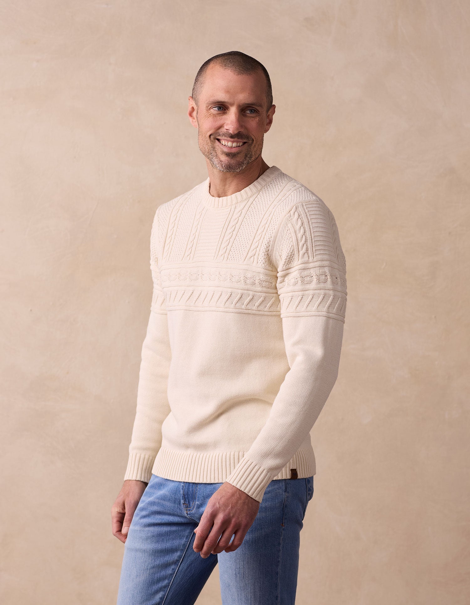 Men | Fisherman Crewneck Sweater | Ivory