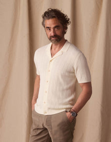 Men | Robles Textured Knit Camp Button Up | Ivory