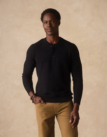 Men | COOLMAX® Textured Sweater Henley | Black