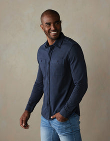 Men | Lennox Jersey Button Up | Navy