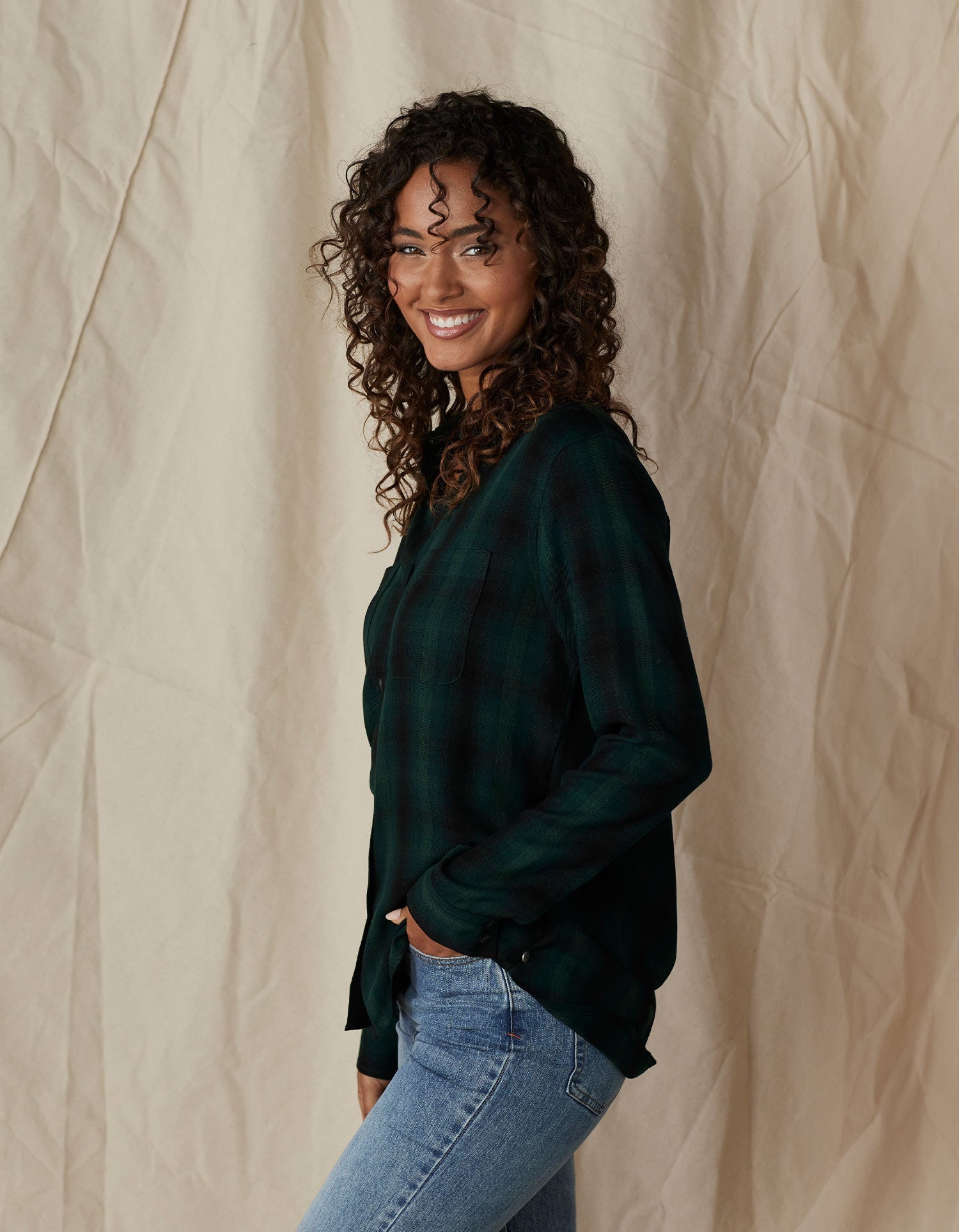 Women | The Harper Button Up | Evergreen Plaid