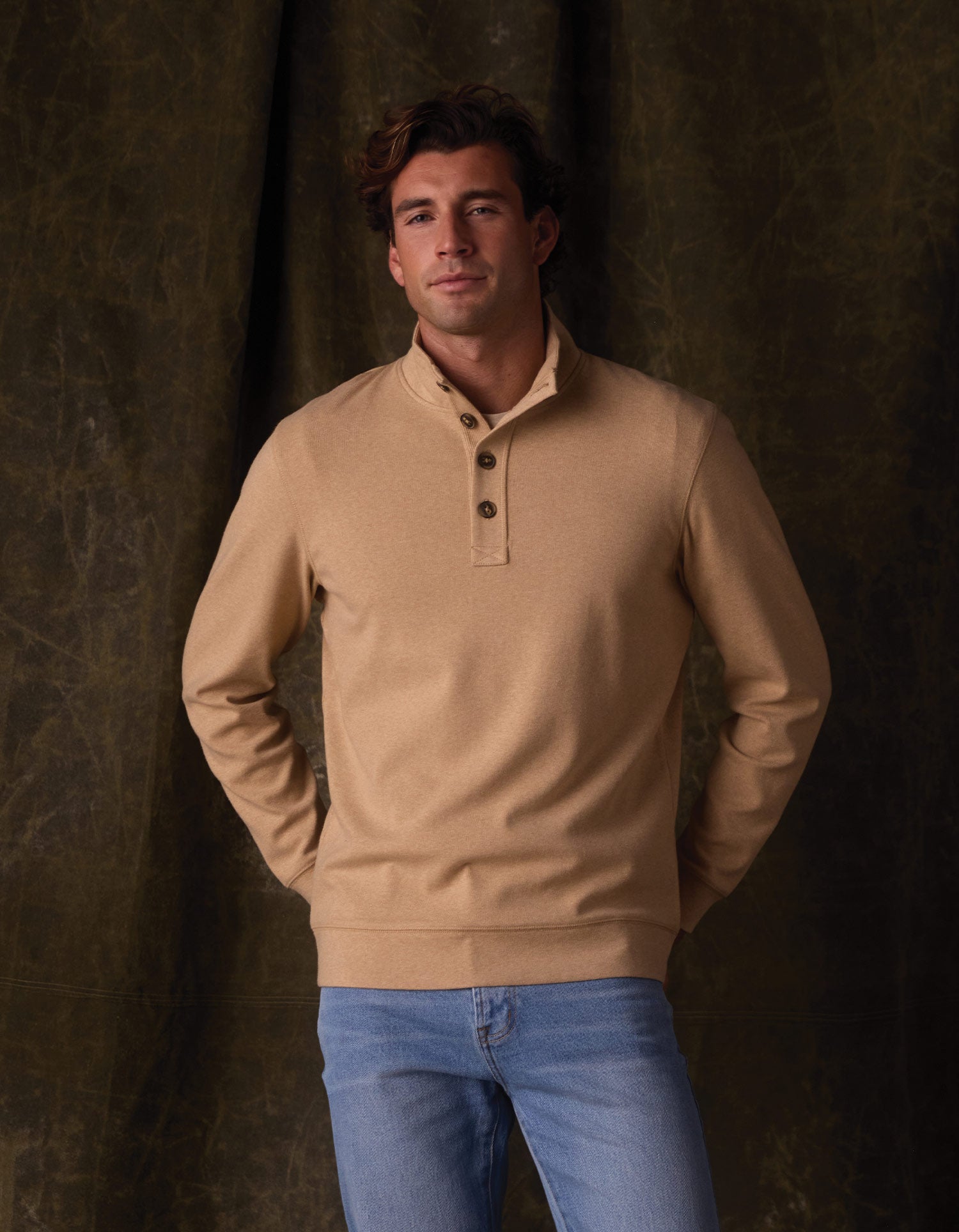 Men | Puremeso Button Popover | Toffee