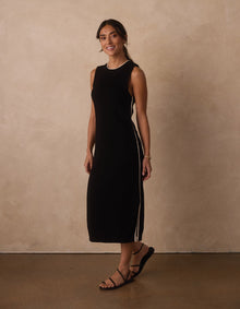 Women | Lucia Knit Midi Dress | Black/Cream