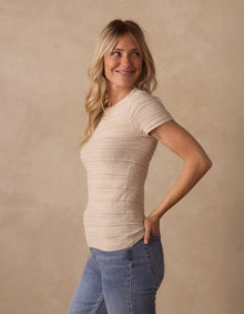 Women | Marie Novelty Stitch Tee | Cream