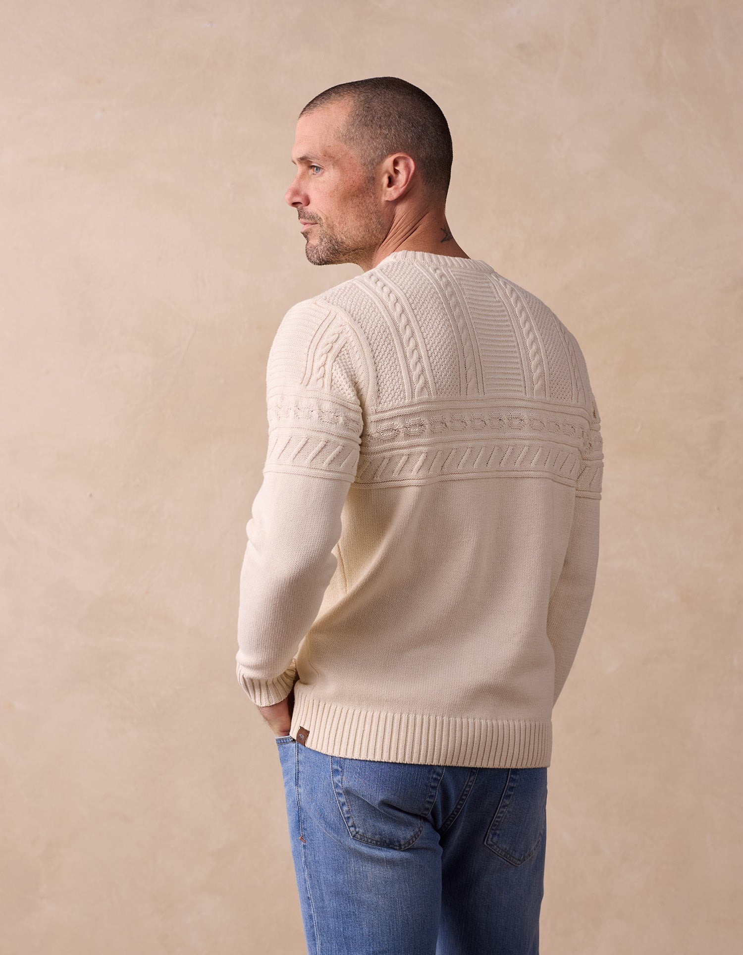 Men | Fisherman Crewneck Sweater | Ivory