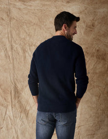 Men | Waffle Knit Quarter Zip Pullover | Navy