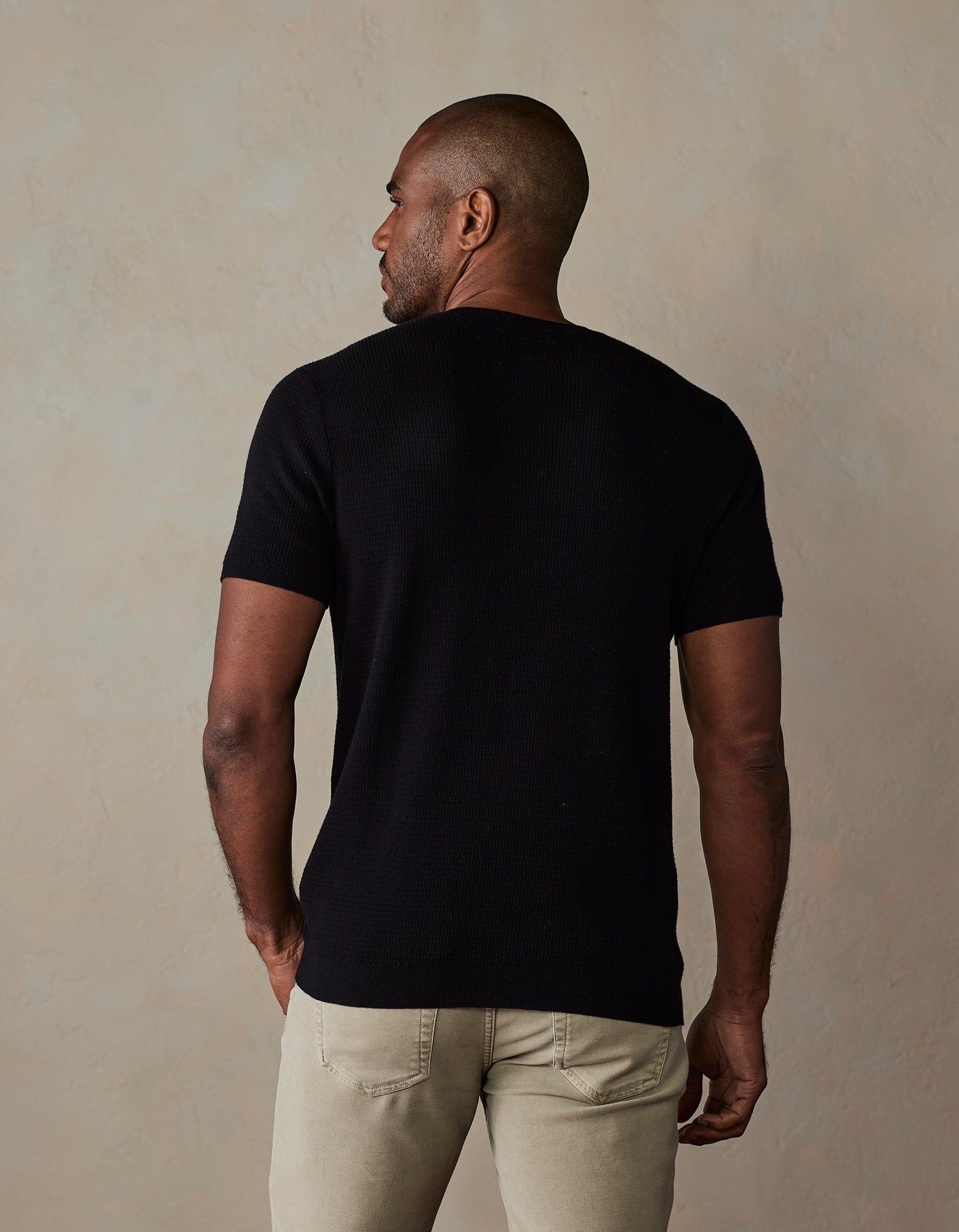 Men | Waffle Knit Sweater Tee | Black