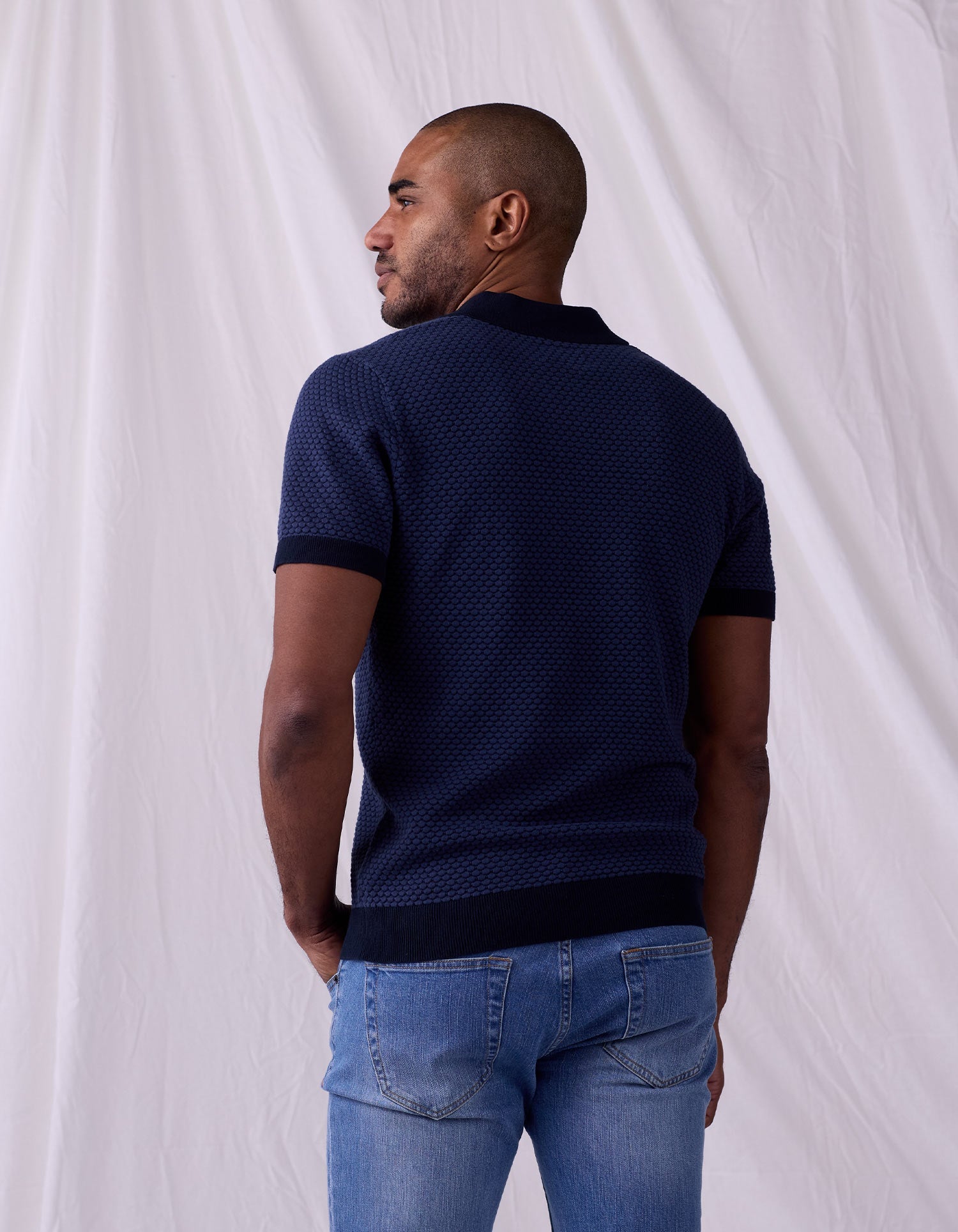 Men | Robles Knit Jacquard Polo | Denim/Navy