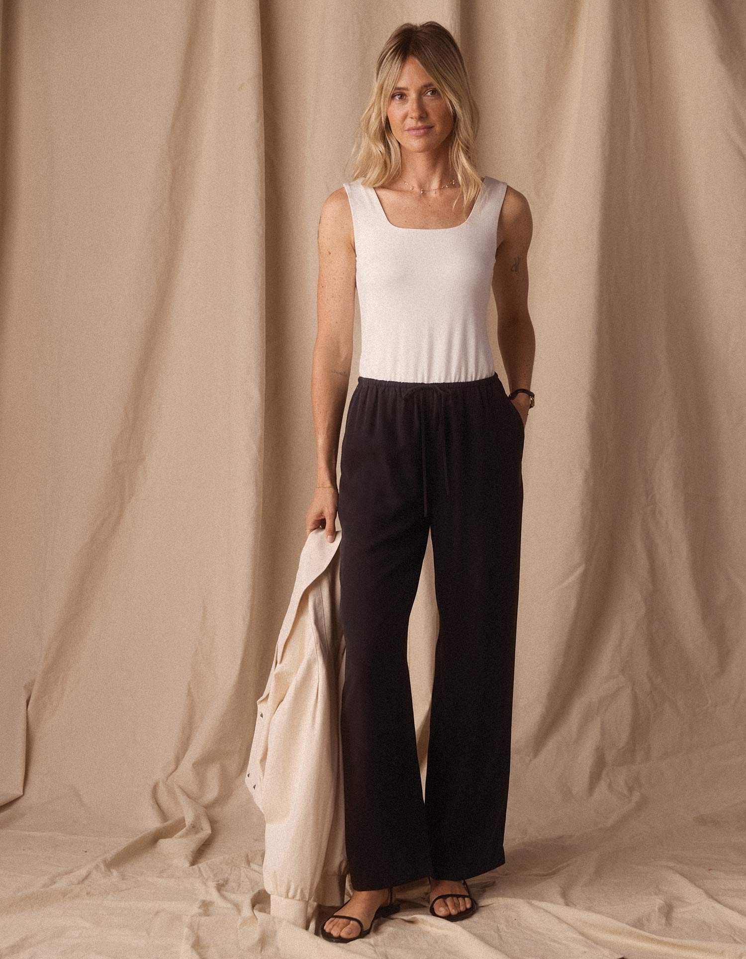Women | Sueded Costa Drawcord Pant | Black