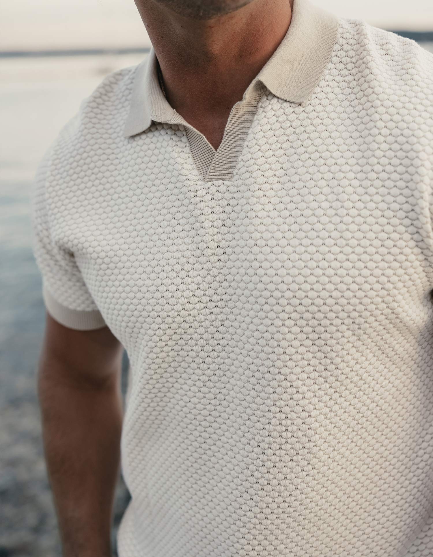 Men | Robles Knit Jacquard Polo | Ivory/Khaki