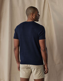 Men | Waffle Knit Sweater Tee | Navy