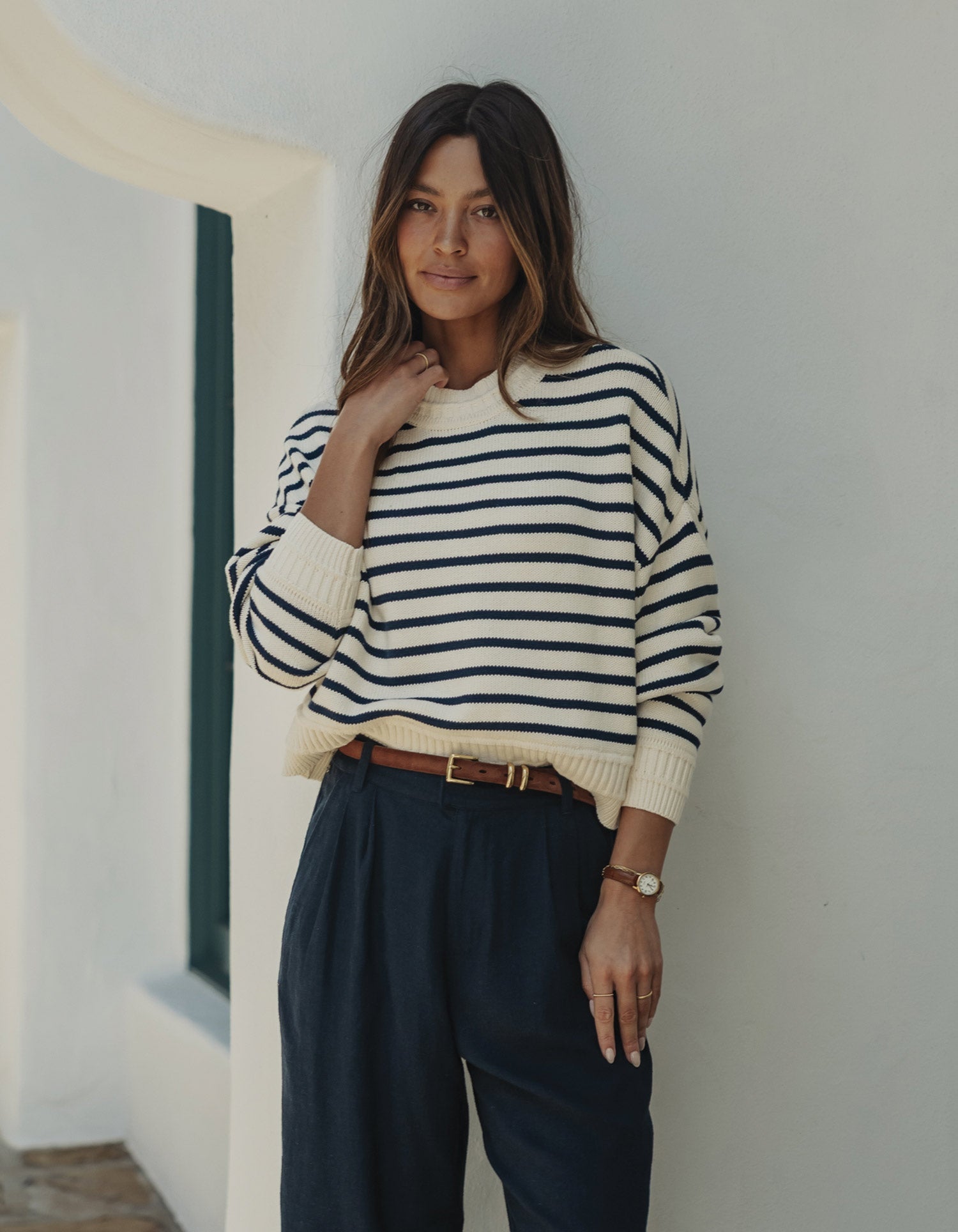 Women | Maritime Crewneck | Cream/Navy