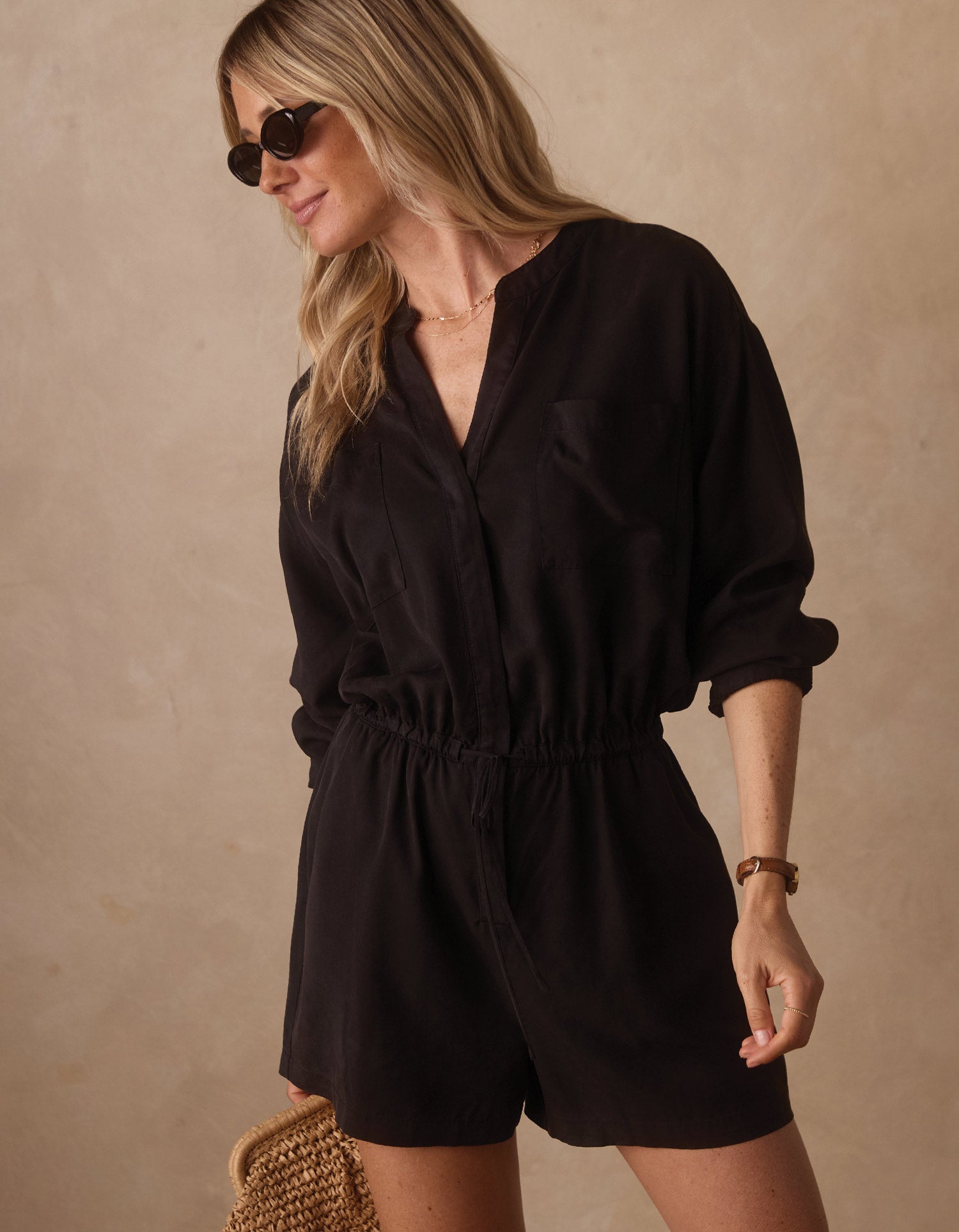 Women | Sueded Costa Romper | Black