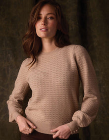 Women | Olivia Pointelle Crew Sweater | Oatmeal