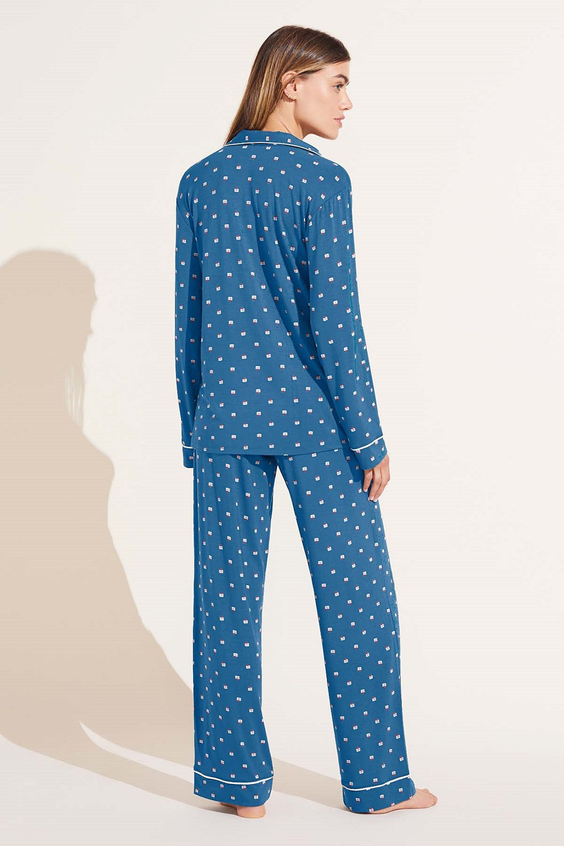 Gisele Printed TENCEL™ Modal Long PJ Set | Cerulean x Bone