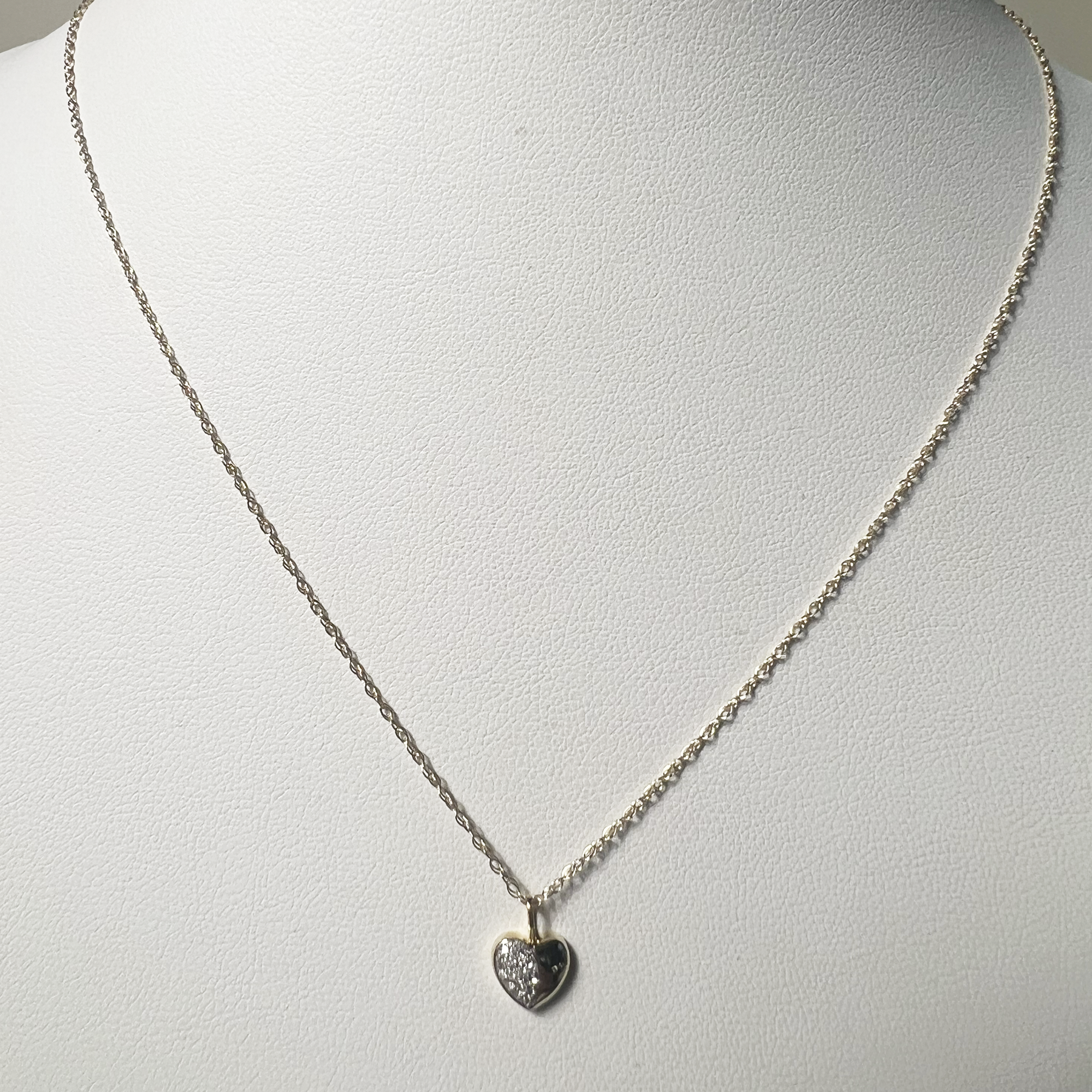 Half Pave Heart Necklace | 10K Yellow Gold | White Pave Diamond