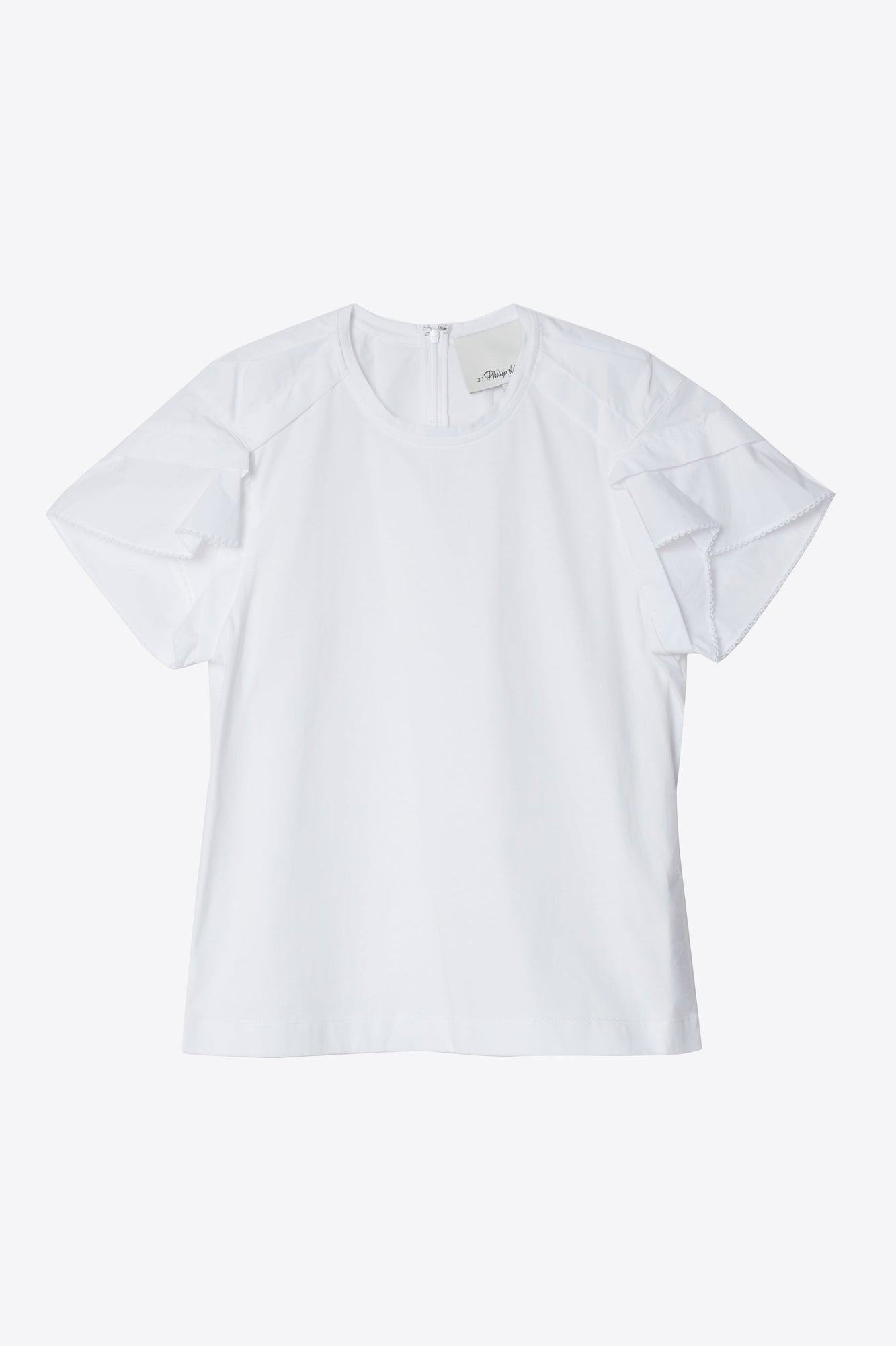 Combo T-Shirt With Cascade Drape Sleeve | White