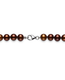 Womens | 8-9mm Round Chocolate Freshwater Pearl | Strand Necklace | Sterling Silver