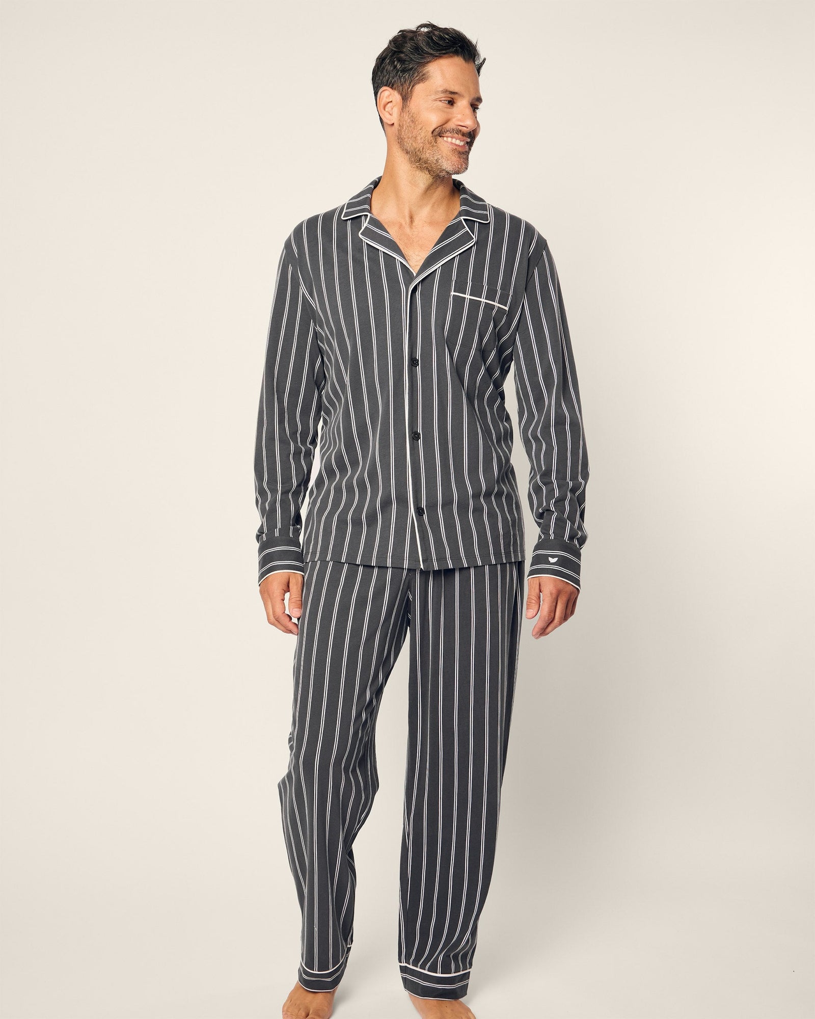Mens | Pima Pajama Set | Dark Grey Stripe