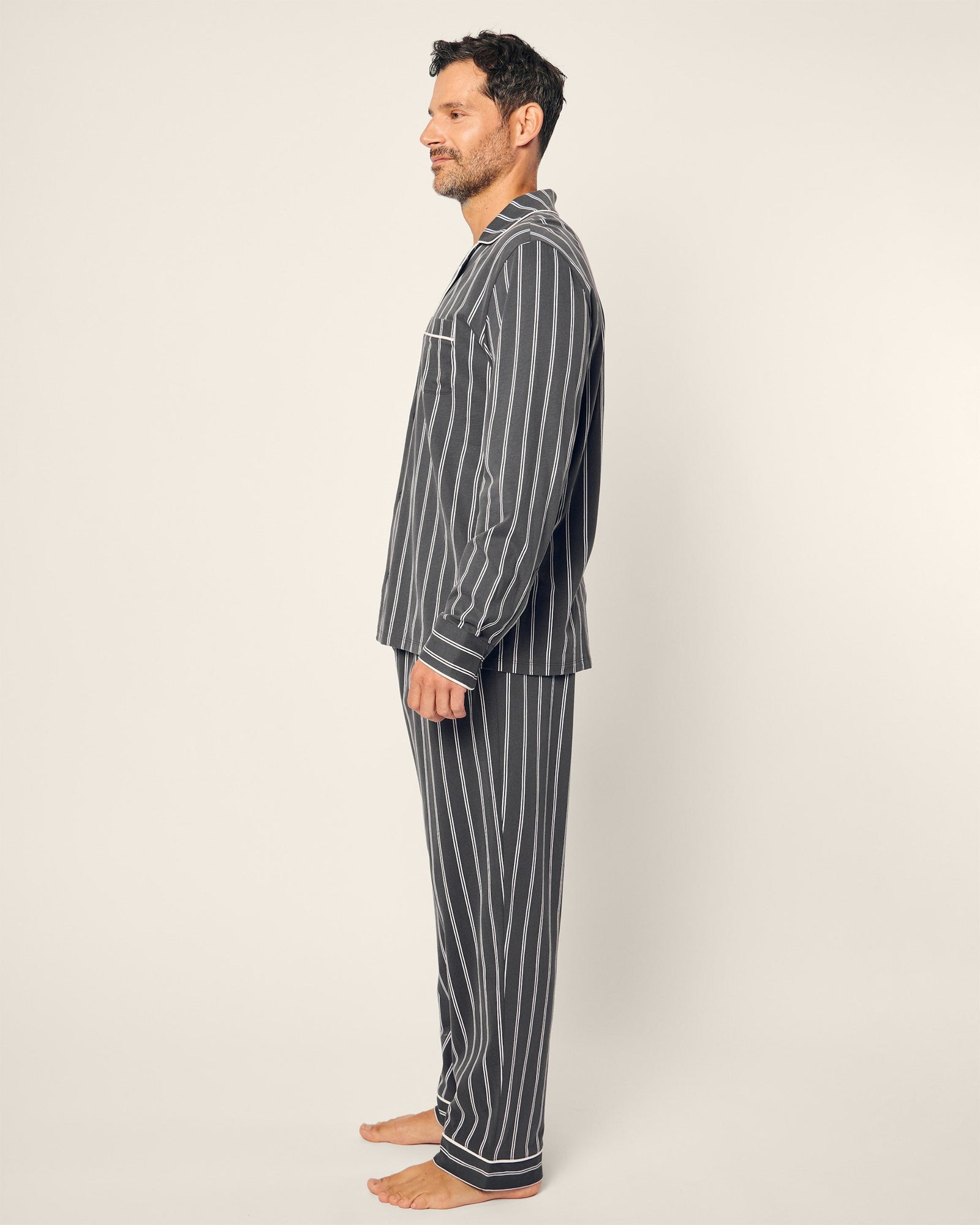 Mens | Pima Pajama Set | Dark Grey Stripe