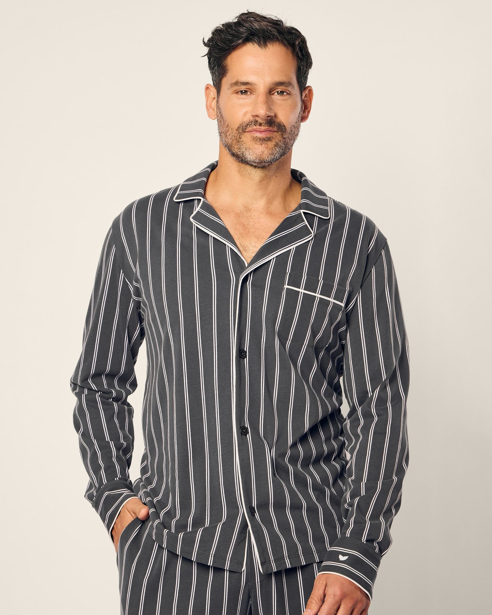 Mens | Pima Pajama Set | Dark Grey Stripe