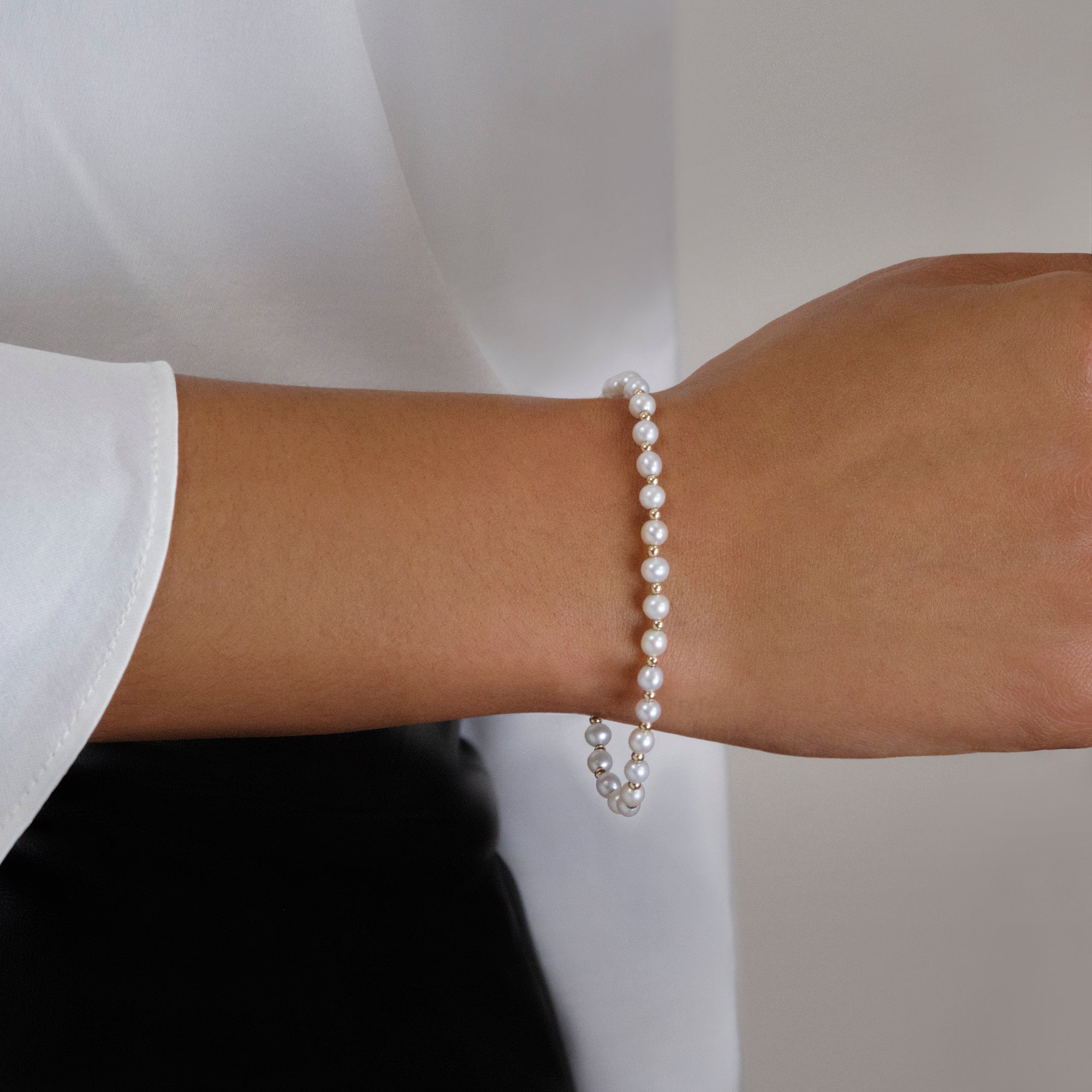 Polished in Pearls Bracelet | 14K Solid Yellow Gold