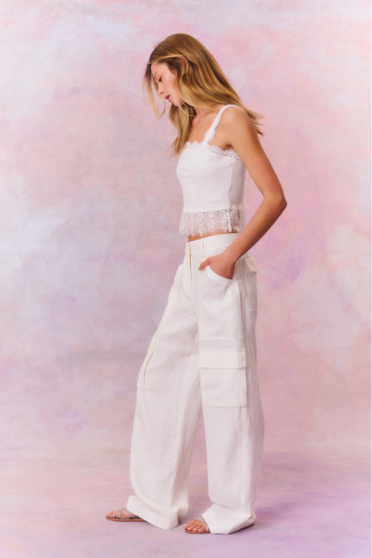 Womens | Pora Linen Cargo Pants | Antique White
