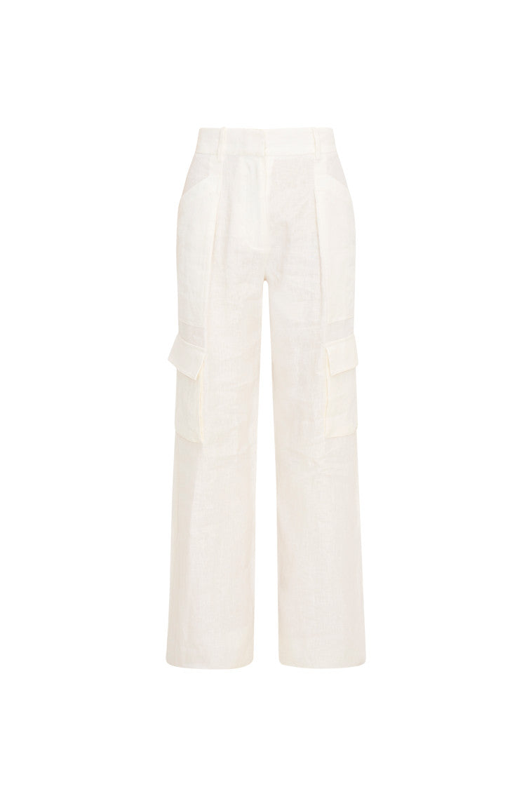 Womens | Pora Linen Cargo Pants | Antique White