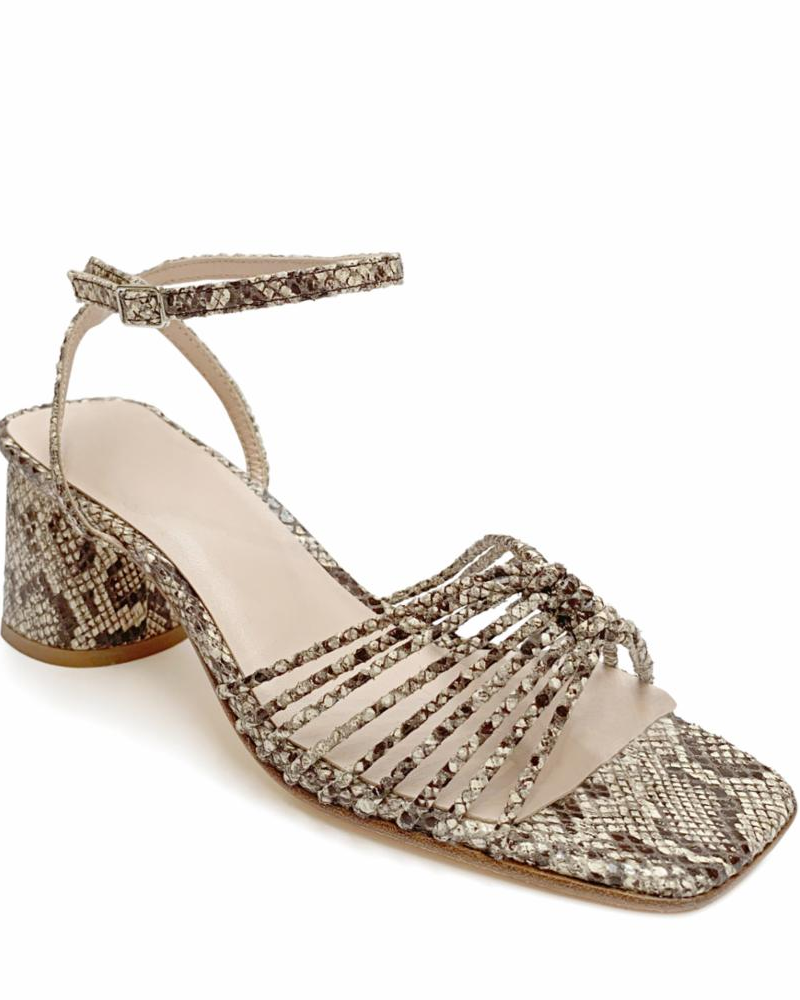 Portia Strappy Square Toe Mid-Heel Sandal | Natural