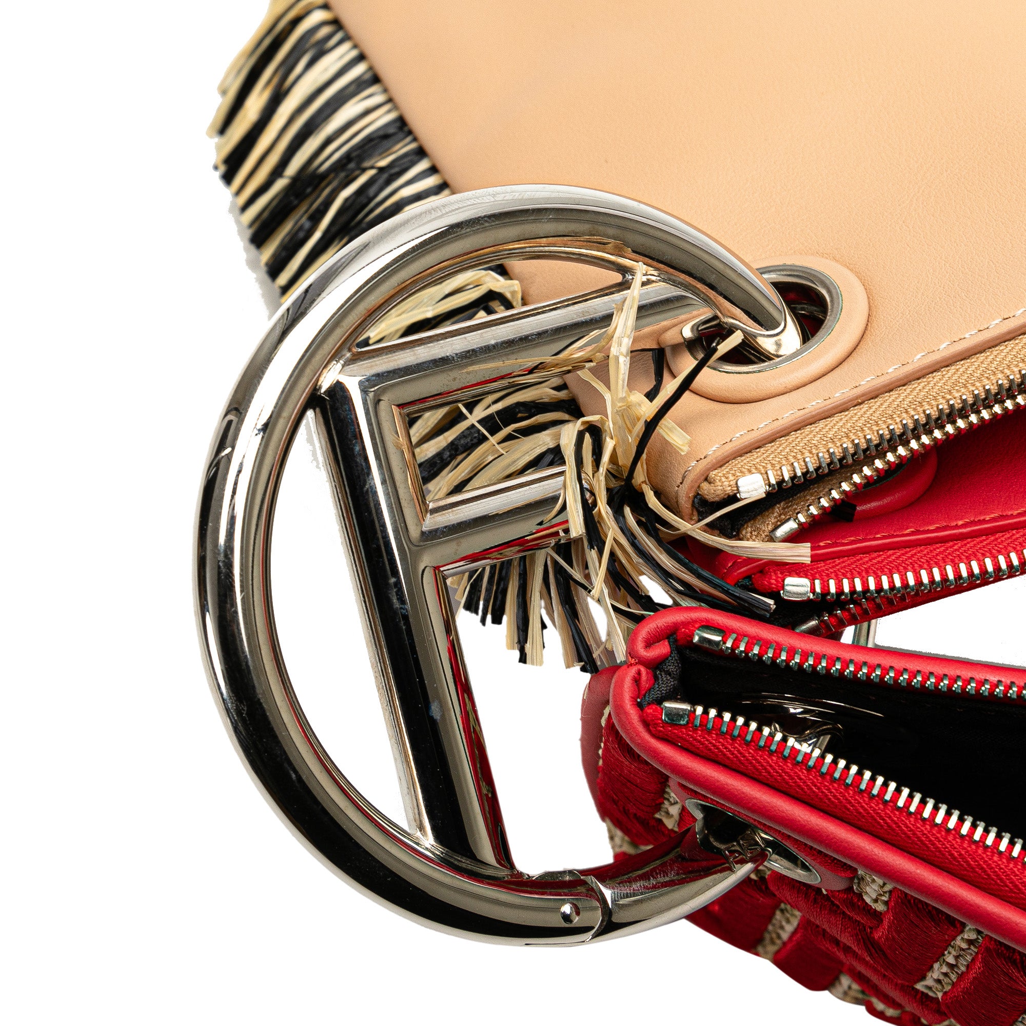 Fendi | Pre-Owned Zucca Leather and Raffia Triplette Clutch | Brown/Beige