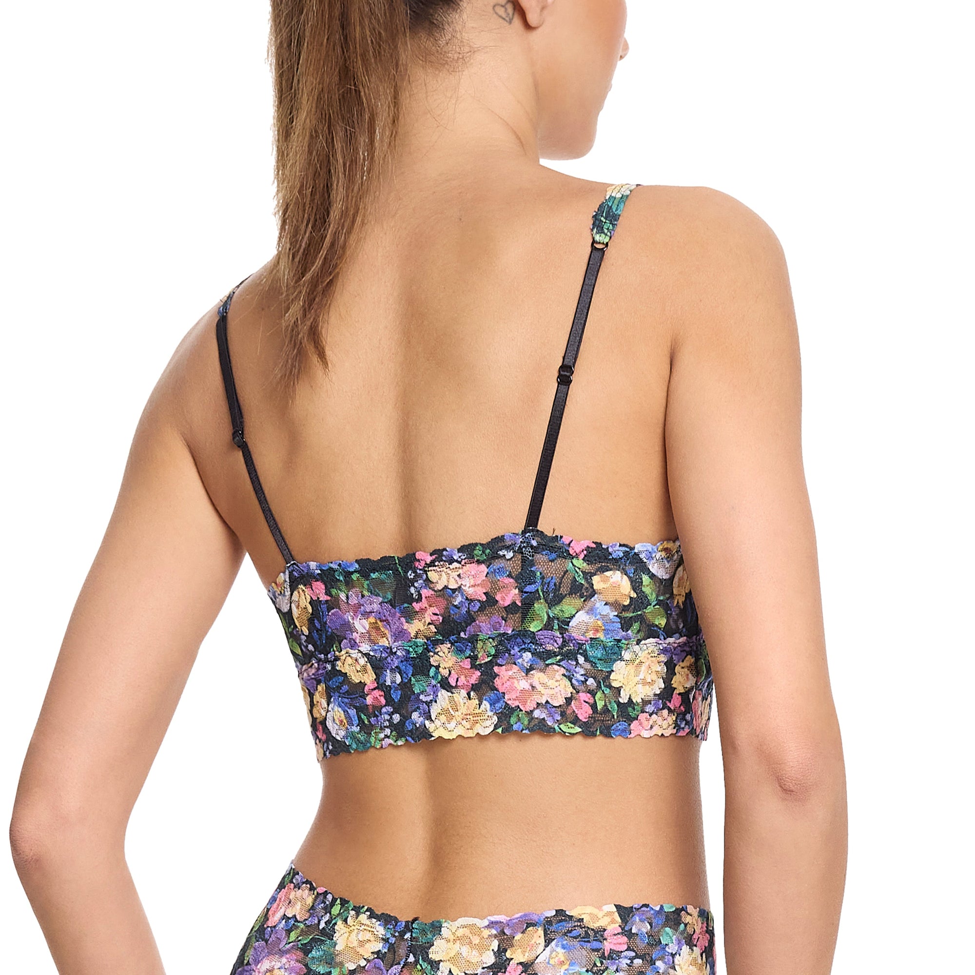 Vneck Retro Bralette | Dream Garden (Black)