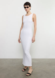 Lettuce Edge Boatneck Dress | White