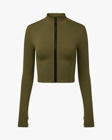 Cropped Active Zip-up Jacket | Olive