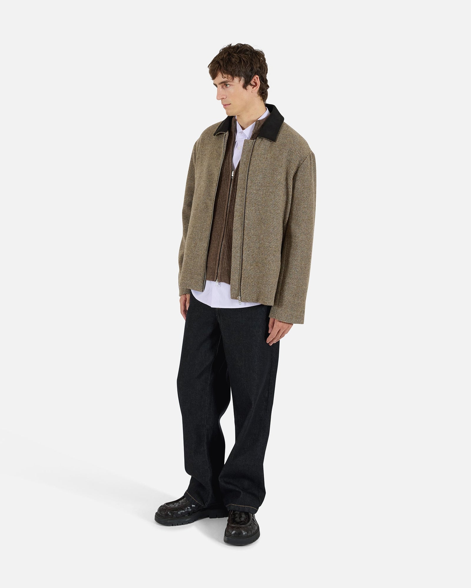 Wool Combo Coat | Brown