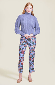 Floral Printed Crepe Erin Pant | Periwinkle Multi