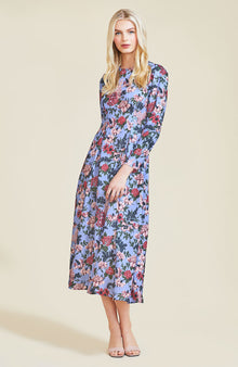 Floral Printed Crepe Midi Dress | Periwinkle Multi