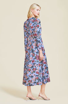 Floral Printed Crepe Midi Dress | Periwinkle Multi